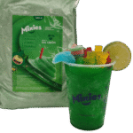 Sobre granizado de limón y vaso de granizado