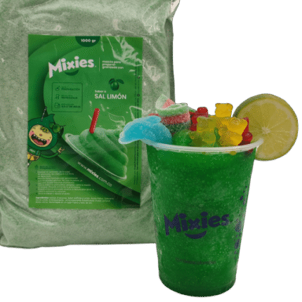 Sobre granizado de limón y vaso de granizado